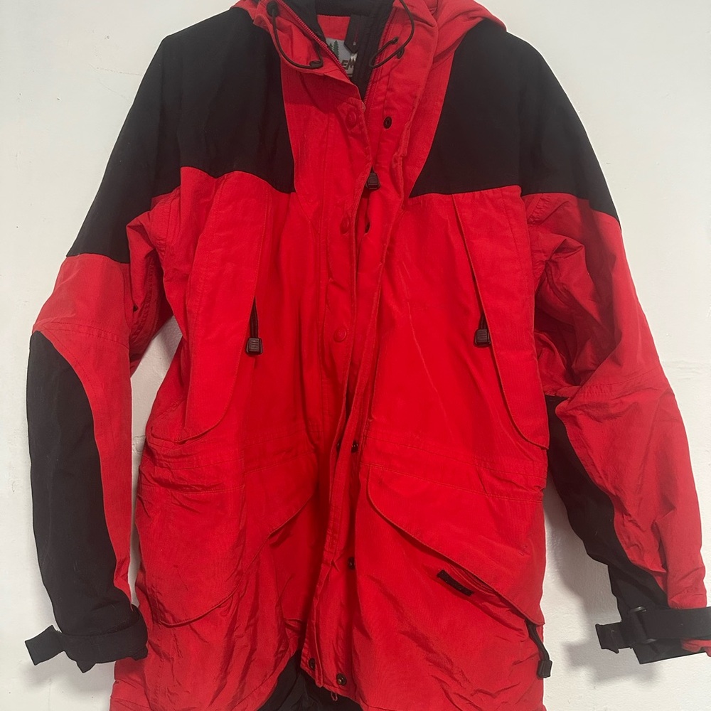 Vintage Red and Black Hooded Jacket